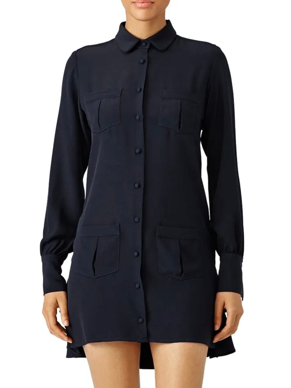 Harvey Faircloth Navy Tiered Ruffle Dress 10